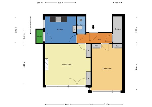 Floorplan - Mathenesserweg 149A03, 3027 HN Rotterdam